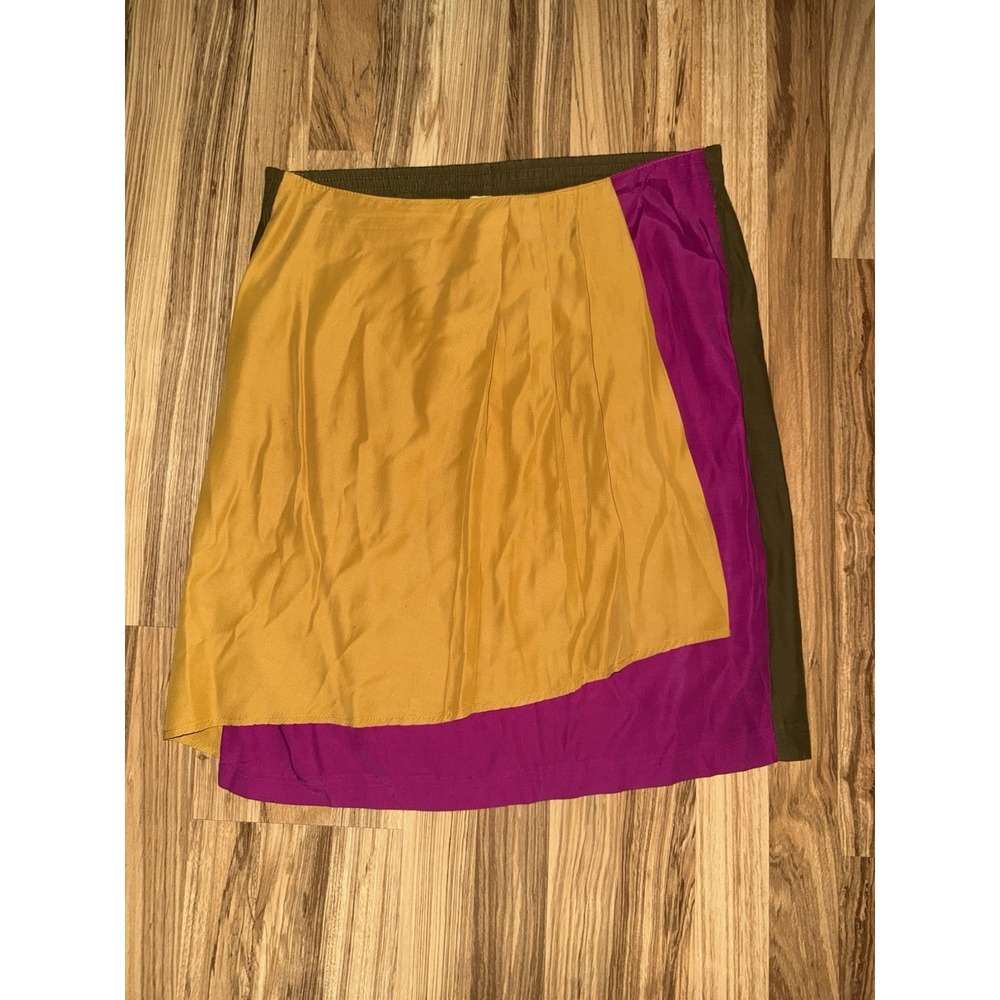 Rhubarb‎ Fashions VTG Women's Sz 14 Color Block Cross Over Skirt 80s 90s